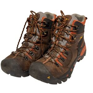 KEEN Utility Work Boots Waterproof Leather Men Sz 9.5D Brown EH Rated